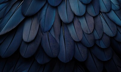Close-up view of overlapping dark blue feathers