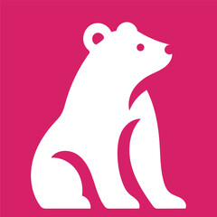 White Bear Silhouette on Stylized Pink Background