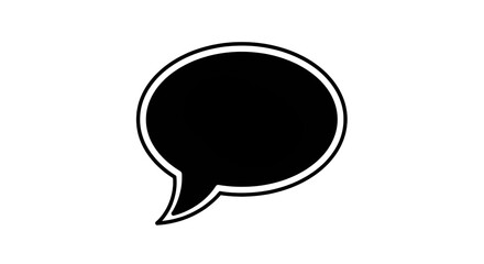Black speech bubble icon on white background conveying conversation and message