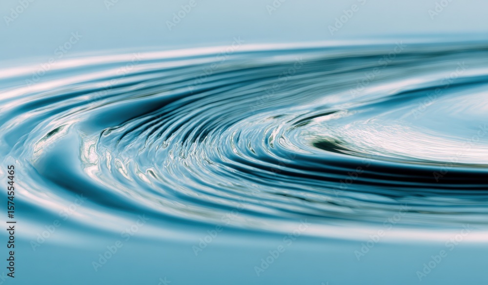 Poster close-up of smooth blue water surface with gentle ripples and reflections creating a calming and ser