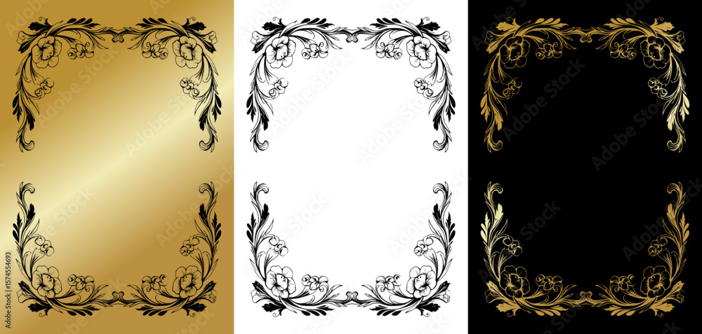 Poster elegant decorative frame design, isolated vector image, design element for postcards and typography,