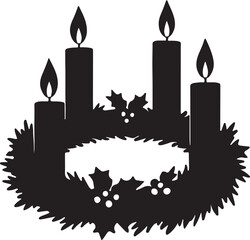 Advent Wreath with Four Candles Silhouette Christmas Decor