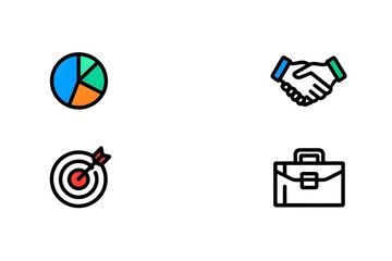 Business icons representing growth partnership goals and success with a briefcase