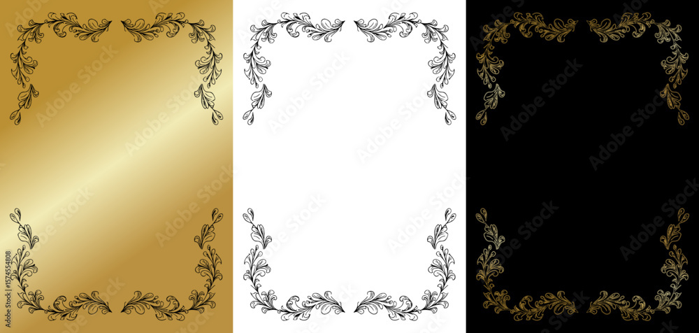 Poster decorative frame design, isolated vector image, design element for postcards and typography, three d