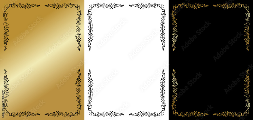 Aufkleber elegant frame design, isolated vector image, design element for postcards and typography, three desi