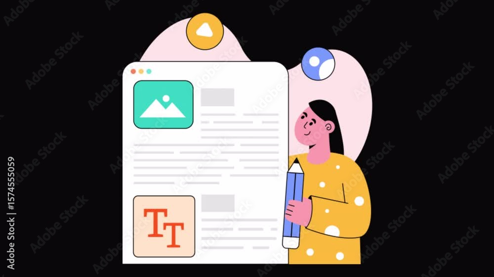 Poster content writing 2d animations on transparent background