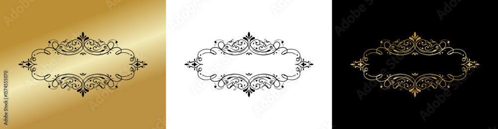 Poster decorative frame design elements, isolated vector image, design element for postcards and typography
