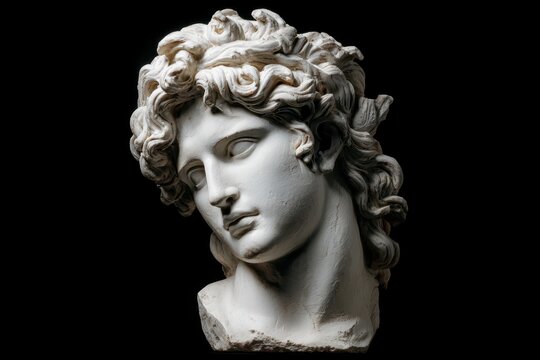 Apollo God. Isolated Bust Sculpture of the Ancient Greek God with Historical and Cultural Significance