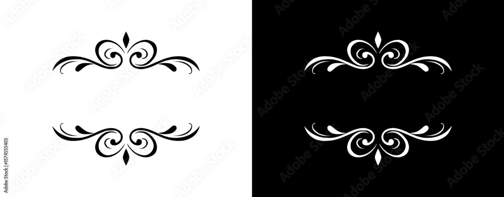 Poster symmetrical dividers for text, isolated vector image, design element for postcards and typography, t