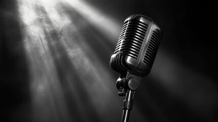 microphone on black background