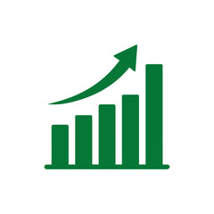 Business growing chart with arrow. Profit growth sign symbol icon.