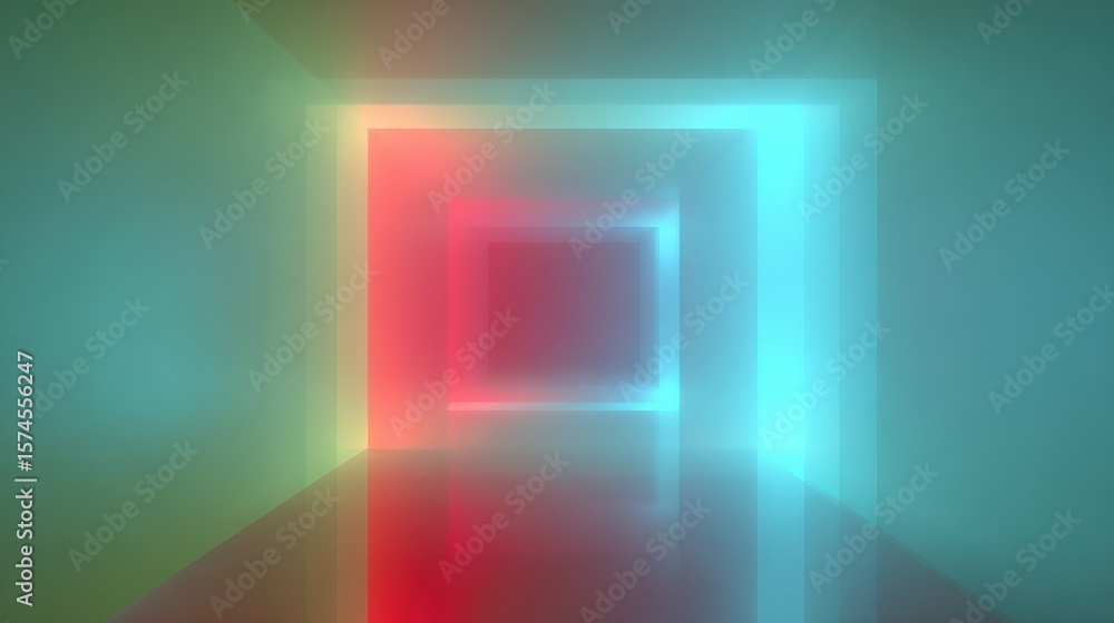 Aufkleber abstract futuristic neon tunnel with vibrant colorful glowing light effects and geometric shapes cre