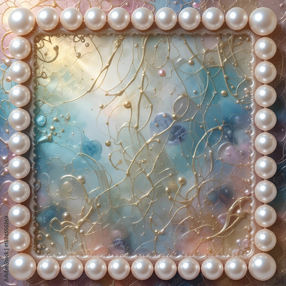 Fototapete an abstract, beautiful background featuring a delicate pearl frame, combining elegance and softness 