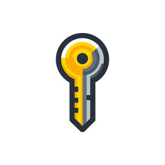 A stylized illustration of a key symbolizing security and access, set against a minimalistic background (1)