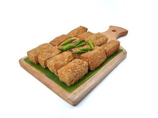 Tahu sumedang or Indonesian food made from deep-fried tofu. Isolated on white background	