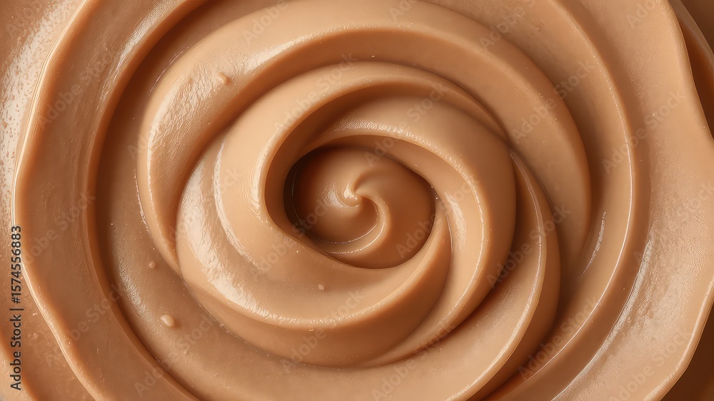 Aufkleber Swirl of Smooth, Creamy, Tan-Colored Frosting or Filling with Concentric Circles, Creating a Visually Appetizing Texture