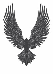 Stylized image of wings  black and white vector