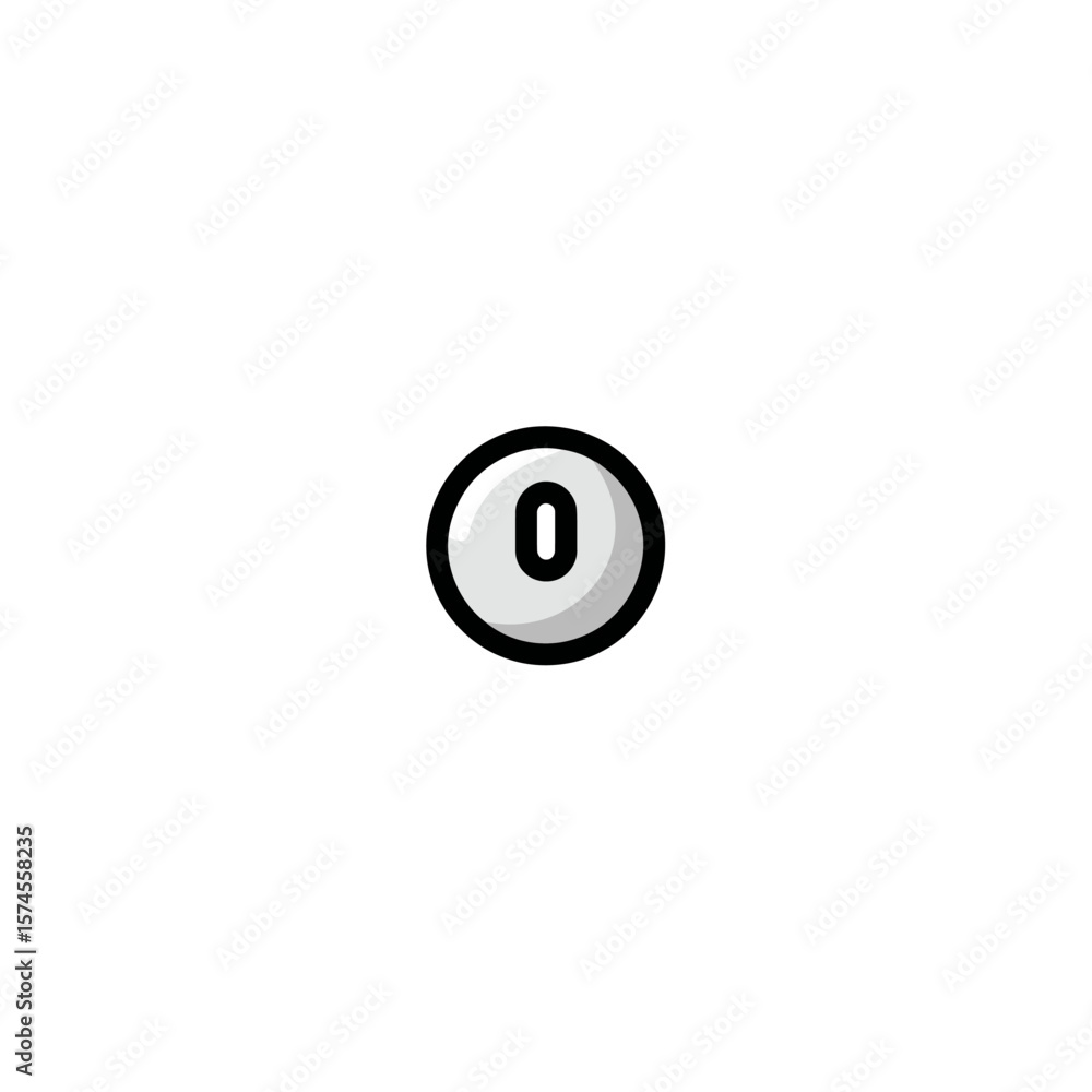 Poster isolated zero icon symbolizes numerical representation white background