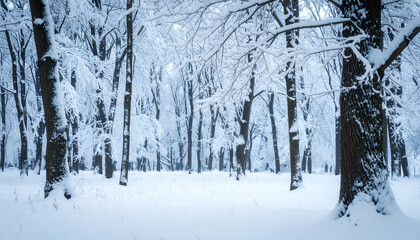 Snowy Winter Forest Landscape.