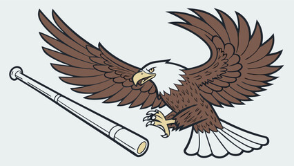 Obraz premium American bald eagle swooping with baseball bat vector illustration sports team mascot design graphic art