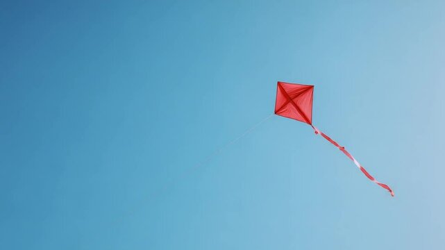 Red diamond kite in a clear blue sky