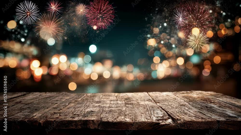 Poster dynamic new years eve scene capturing the essence of joy with colorful fireworks filling the sky as 