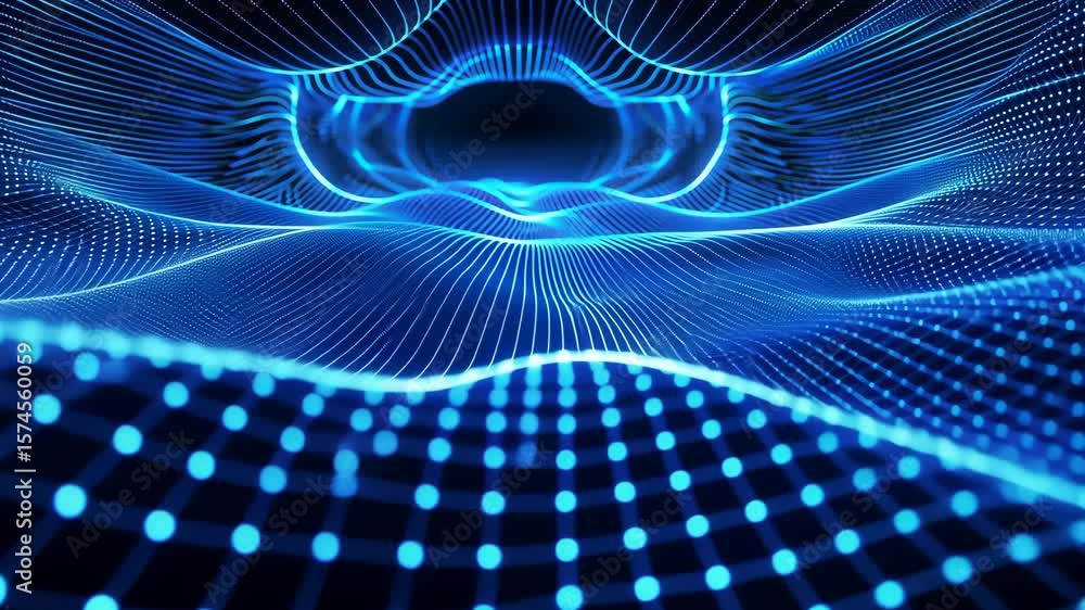 Poster 4k digital cyberspace with particles and digital data network connections