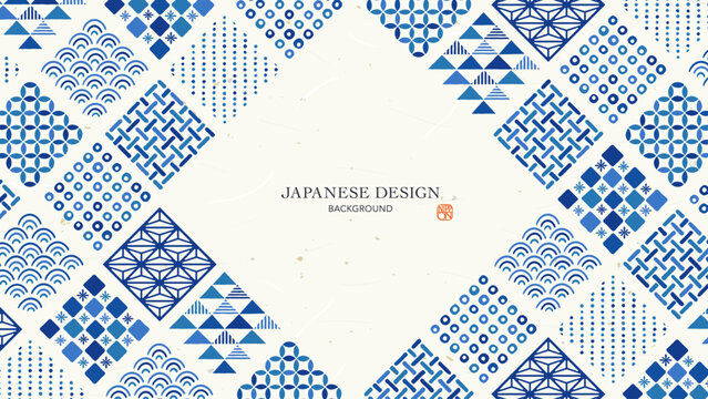 Fototapeta 青色の和柄の背景／幾何学模様