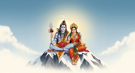 Shiv Parvati Sitting on Mount Kailash – Spiritual 4K Wallpaper (16:9)