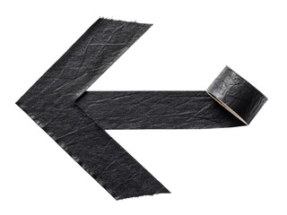 Fototapeta premium Black gaffer tape shaped into a left arrow pointing left isolated on transparent background