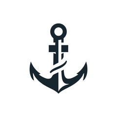 A stylized black anchor design symbolizing stability and maritime themes