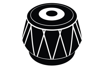 Stylized black and white icon of a tabla drum