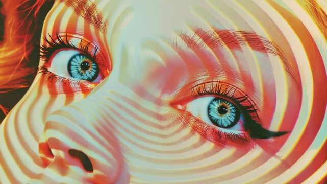 A close-up shot of a woman's face featuring a spiral pattern, great for use in designs related to spirituality or personal growth