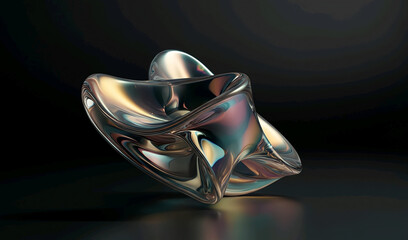 Futuristic Clarity: 3D Render of an Iridescent Glass Shape in Minimalist Style.