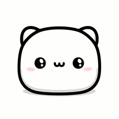 Cute Kawaii Cartoon Bear Face with Adorable Expression