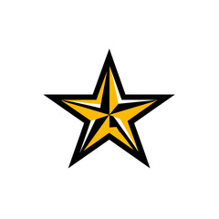 Fototapeta premium Golden star shines centrally over simple white backdrop design