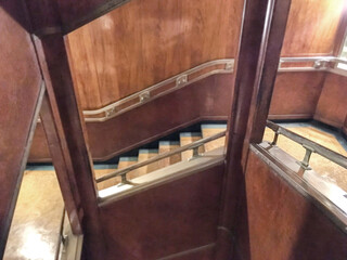 Opulent Art Deco interior architecture inside lobby, atrium or foyer on historic ocean liner style...