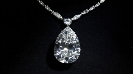 Pear-shaped diamond necklace