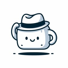 Cartoon Mug with a Hat: A Whimsical Illustration Design