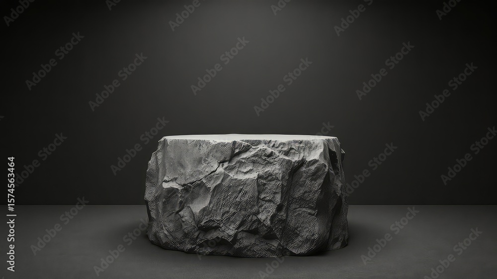 Aufkleber solid gray rock platform against a dark backdrop, ideal for displaying objects and showcasing produc