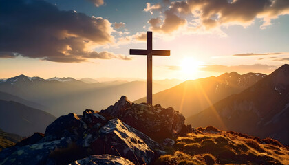 Sunset Cross Mountaintop Silhouette.