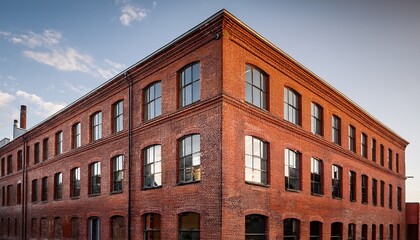 Obraz premium old red brick industrial building renovated into a modern office space