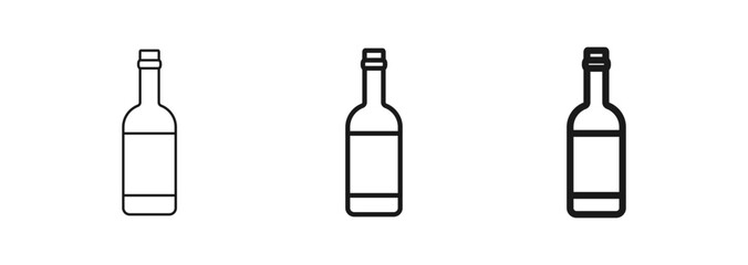 Wine glass bottle of an alcoholic drink in thin, regular, and bold line. Liquor product branding. Perfect for beverage, alcohol, or packaging design, ui ux, mobile apps, web page. Vector illustration