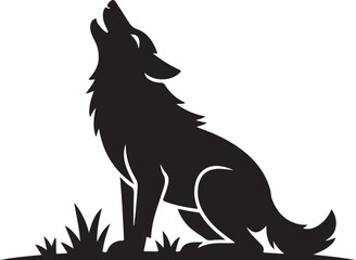 wolf howling silhouette vector illustration design 