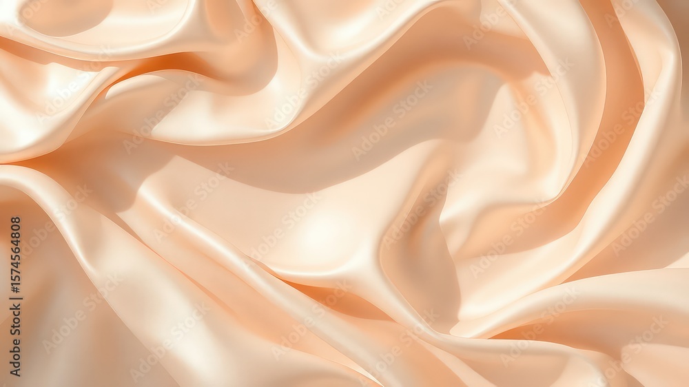 Aufkleber abstract image of pale orange fabric with shiny finish forming elegant curves and folds creating sof