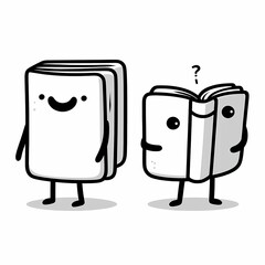 Two Cartoon Books: One Happy, One Curious with a Question Mark