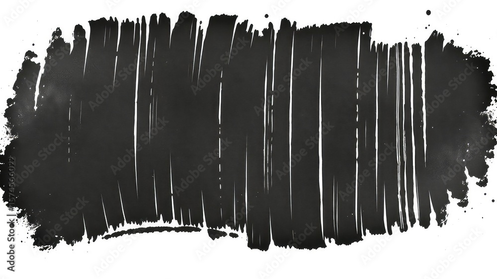 Poster dark textured brushstroke paint streak with rough edges and drips, ideal for abstract design element