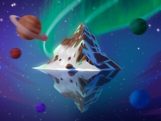 Floating Mountain in the Cosmic Sea