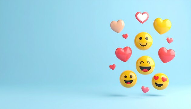 Floating emojis and hearts