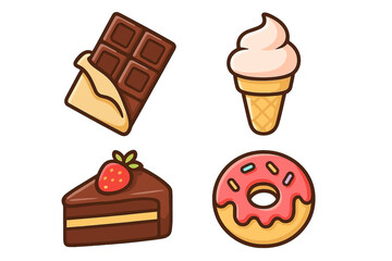 Delicious assortment of desserts featuring chocolate, ice cream, cake, and doughnut ready to satisfy any sweet tooth